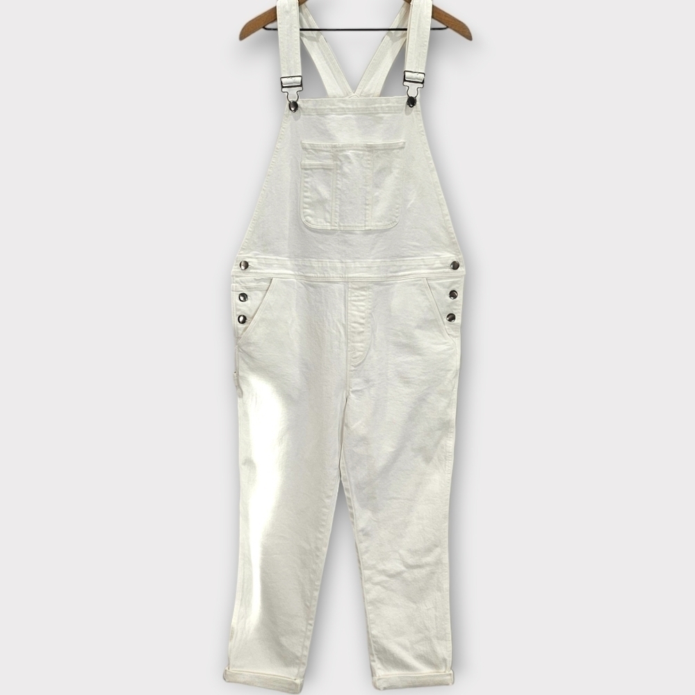 Frame Les Garcon White Denim Overalls Large - Picture 2 of 10
